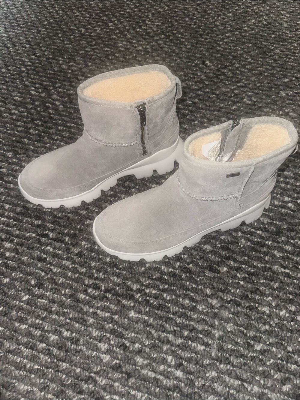 Ugg Women's Gray Suede Shearling-Lined Ankle Boots